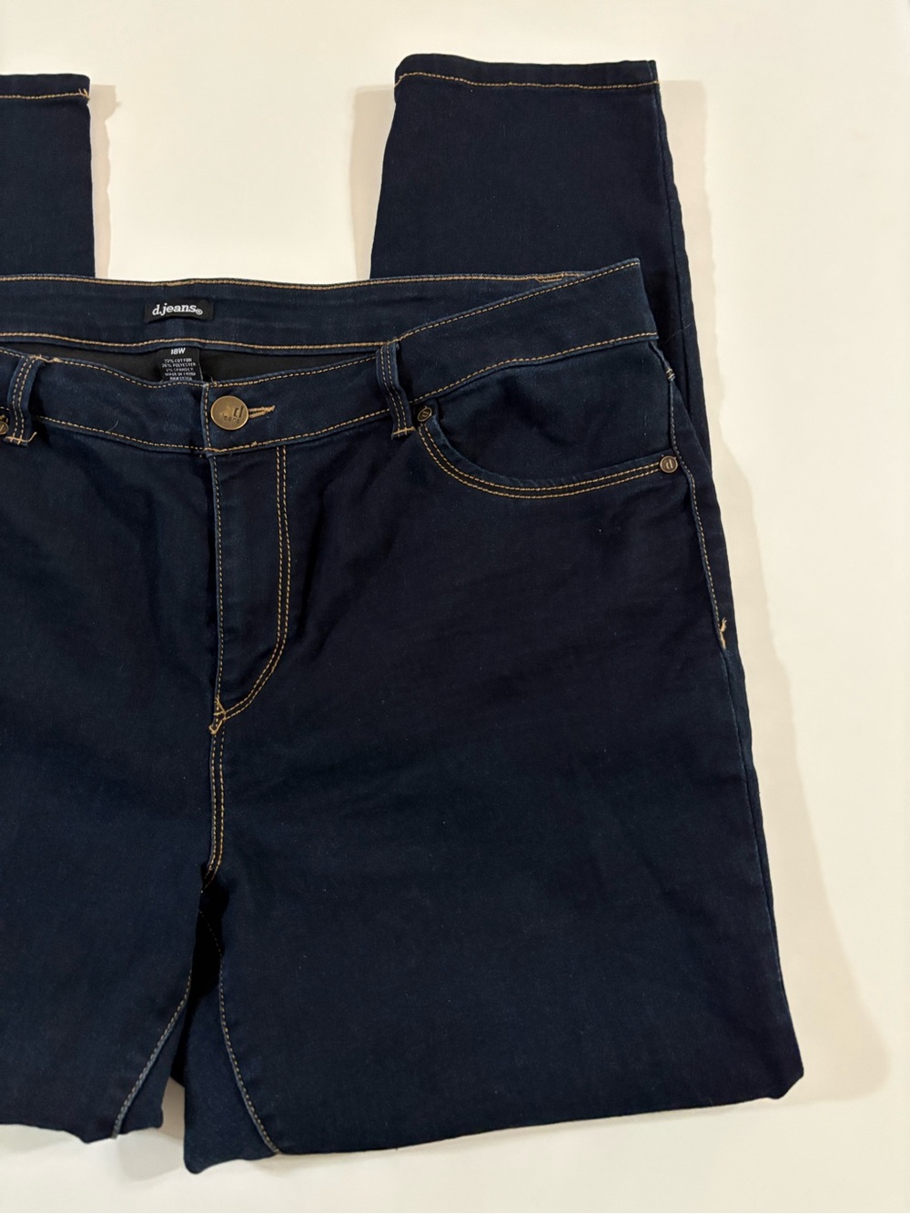 d.jeans Dark Indigo Skinny Jeans with Contrast Stitching - Picture 4 of 11